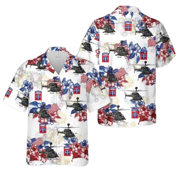 Us Army 82nd Airborne Oh-58d Kiowa Warrior 4th Of July Hawaiian Shirt Man Us Army 82nd Airborne Oh-58d Kiowa Warrior 4th Of July Hawaiian Shirt Man