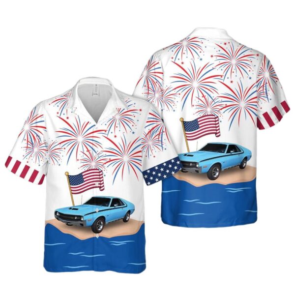 1970 AMC AMX 4th Of July Cheap Hawaiian Shirt 1970 AMC AMX 4th Of July Cheap Hawaiian Shirt
