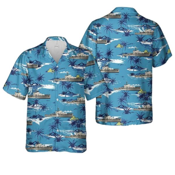 Royal Canadian Navy HMCS La Hulloise FFE 305 Prestonian-class frigate Hawaiian Shirt Man Royal Canadian Navy HMCS La Hulloise FFE 305 Prestonian-class frigate Hawaiian Shirt Man