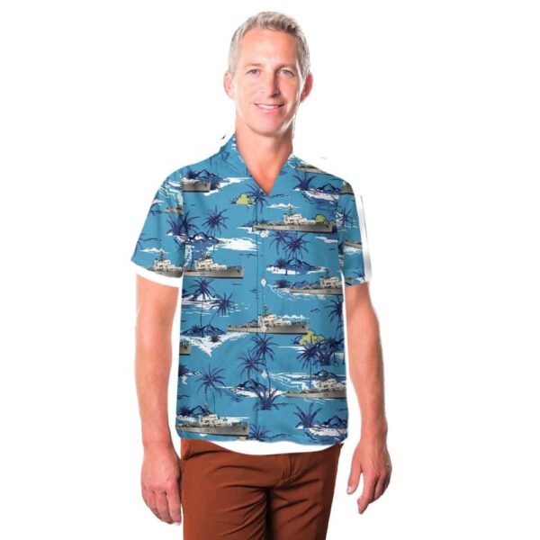 Royal Canadian Navy HMCS La Hulloise FFE 305 Prestonian-class frigate Hawaiian Shirt Man Royal Canadian Navy HMCS La Hulloise FFE 305 Prestonian-class frigate Hawaiian Shirt Man