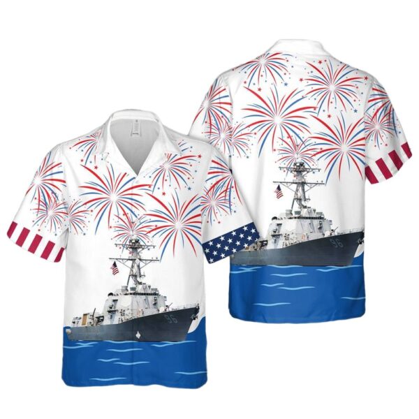 US Navy USS Bainbridge (DDG-96) 4th Of July Cheap Hawaiian Shirt US Navy USS Bainbridge (DDG-96) 4th Of July Cheap Hawaiian Shirt