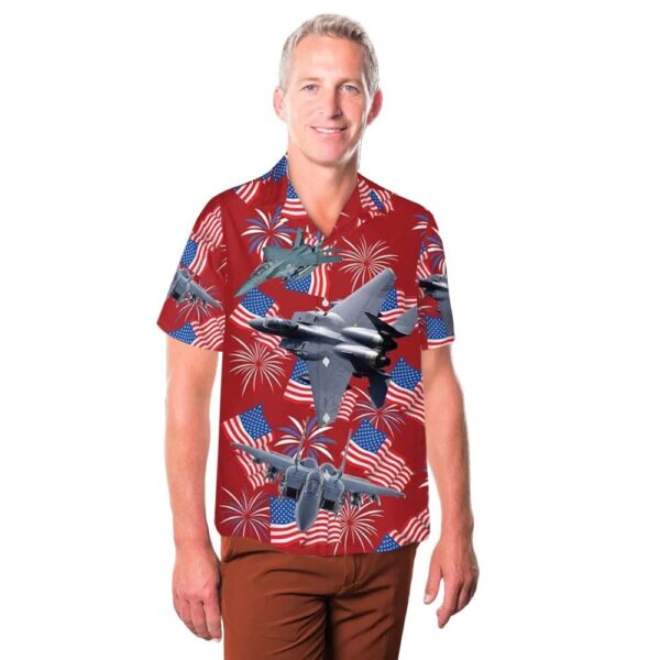 USAF F-15E Strike Eagle 4th Of July Cheap Hawaiian Shirt USAF F-15E Strike Eagle 4th Of July Cheap Hawaiian Shirt