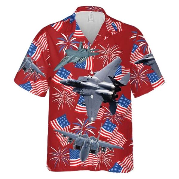 USAF F-15E Strike Eagle 4th Of July Cheap Hawaiian Shirt USAF F-15E Strike Eagle 4th Of July Cheap Hawaiian Shirt