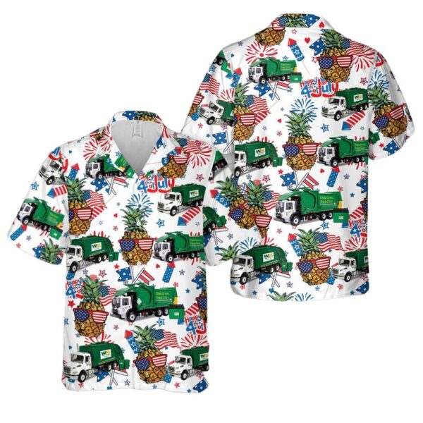 Waste Management 4th Of July Button Up Hawaiian Shirt Waste Management 4th Of July Button Up Hawaiian Shirt
