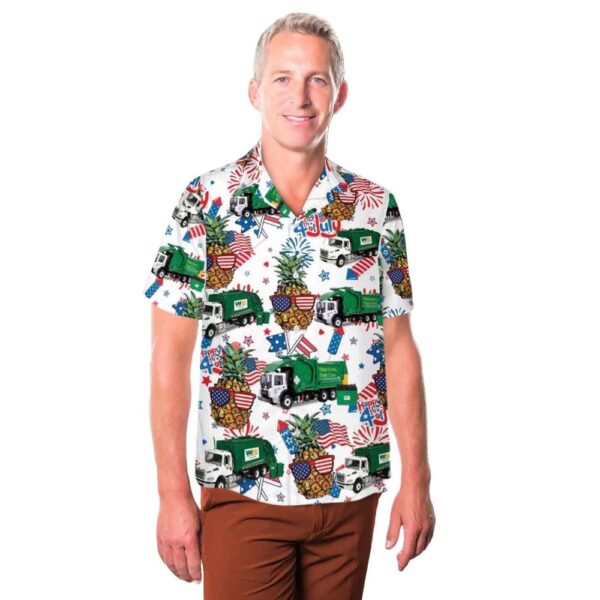 Waste Management 4th Of July Button Up Hawaiian Shirt Waste Management 4th Of July Button Up Hawaiian Shirt