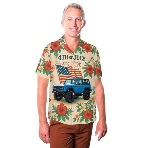 1972 Ford Bronco 4th Of July Button Up Hawaiian Shirt 1972 Ford Bronco 4th Of July Button Up Hawaiian Shirt