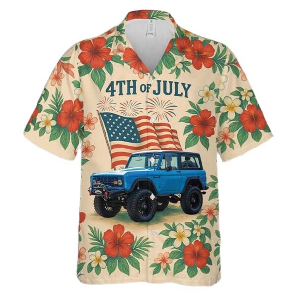 1972 Ford Bronco 4th Of July Button Up Hawaiian Shirt 1972 Ford Bronco 4th Of July Button Up Hawaiian Shirt