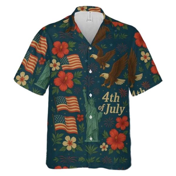 4th Of July Eagle Button Up Hawaiian Shirt 4th Of July Eagle Button Up Hawaiian Shirt