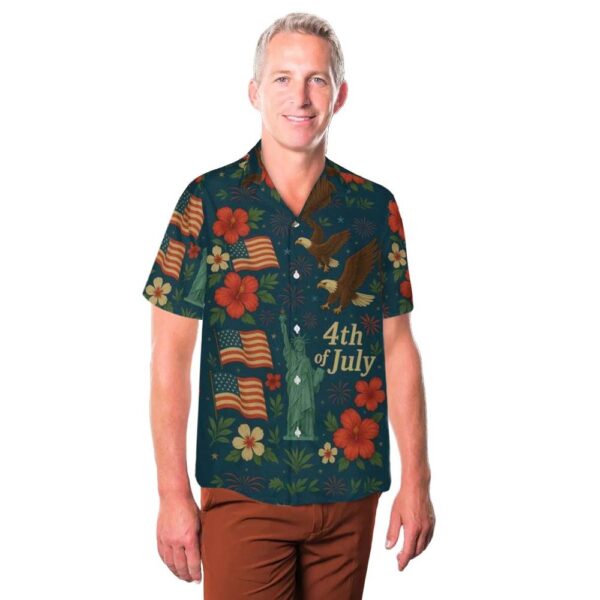 4th Of July Eagle Button Up Hawaiian Shirt 4th Of July Eagle Button Up Hawaiian Shirt