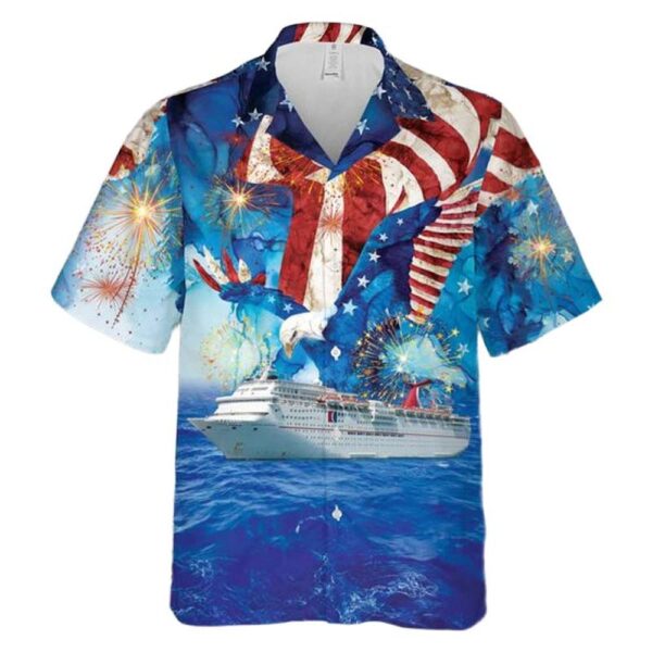 Carnival Cruise Line Carnival Inspiration 4th Of July Button Up Hawaiian Shirt