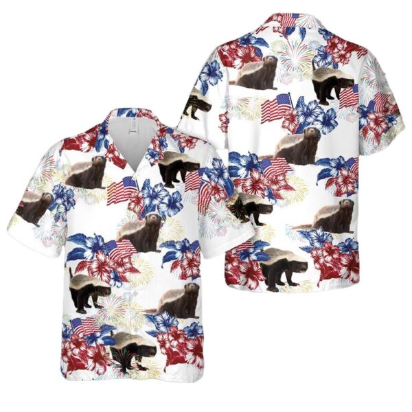 Honey Badger 4th Of July Hawaiian Shirt For Men And Women Honey Badger 4th Of July Hawaiian Shirt For Men And Women