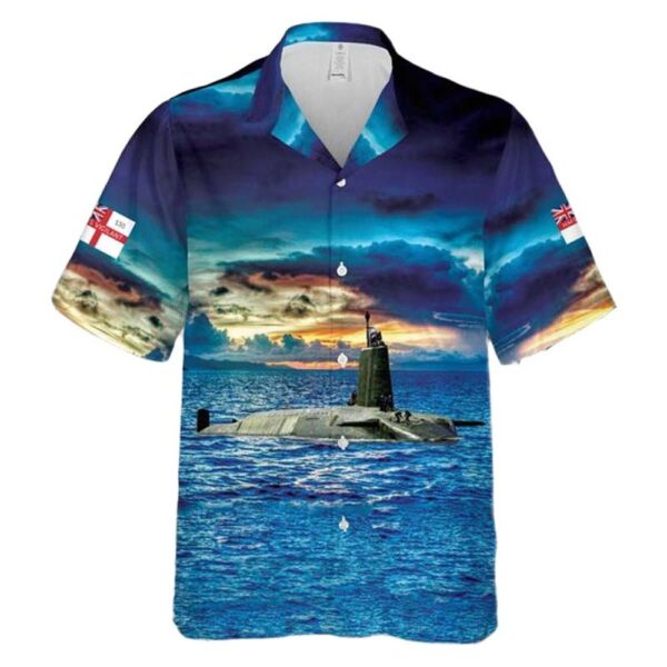 Royal Navy Vanguard class submarine HMS Vigilant (S30) Button Up Hawaiian Shirt Royal Navy Vanguard class submarine HMS Vigilant (S30) Button Up Hawaiian Shirt