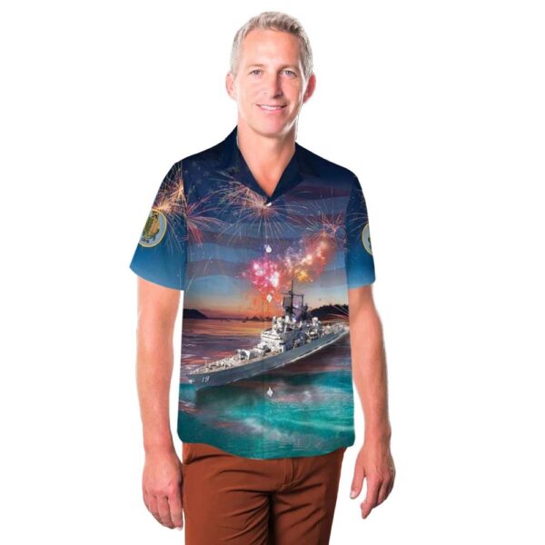 US Navy US Navy USS Dale (DLG-19) 4th Of July Button Up Hawaiian Shirt US Navy US Navy USS Dale (DLG-19) 4th Of July Button Up Hawaiian Shirt