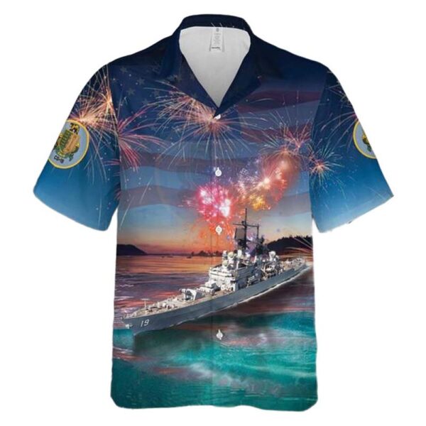 US Navy US Navy USS Dale (DLG-19) 4th Of July Button Up Hawaiian Shirt US Navy US Navy USS Dale (DLG-19) 4th Of July Button Up Hawaiian Shirt