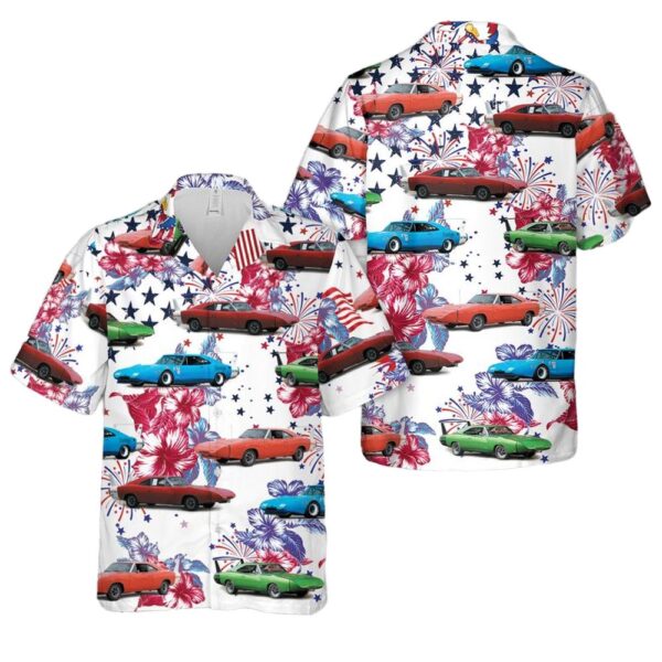 1969 Dodge Charger Daytona 4th Of July Button Up Hawaiian Shirt
