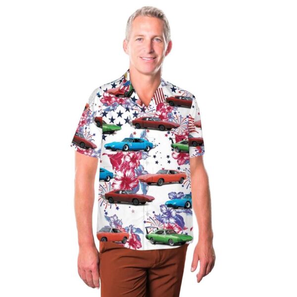 1969 Dodge Charger Daytona 4th Of July Button Up Hawaiian Shirt