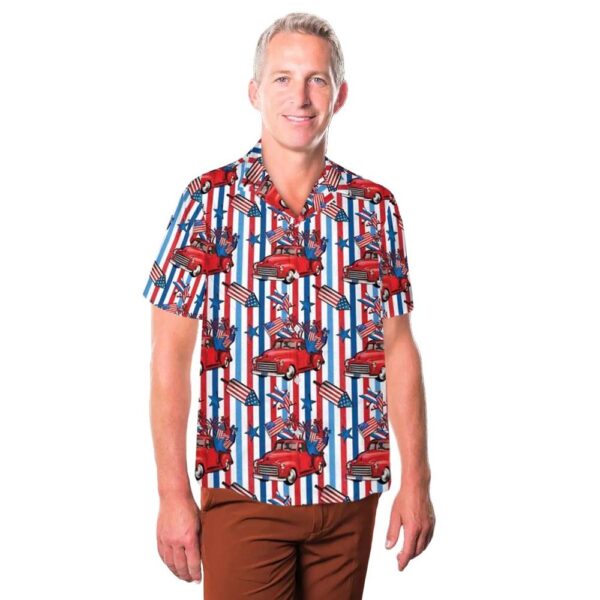 4th of July Truck Button Up Hawaiian Shirt 4th of July Truck Button Up Hawaiian Shirt