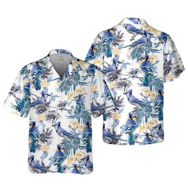 Blue Jay Bird Button Up Hawaiian Shirt Blue Jay Bird Button Up Hawaiian Shirt
