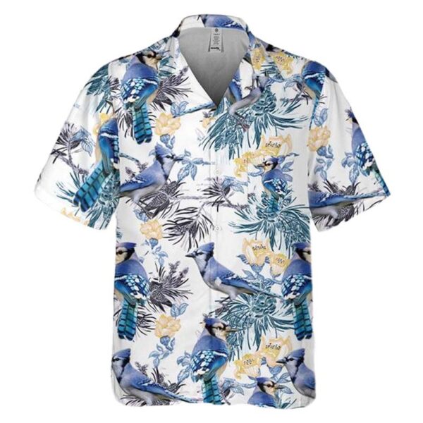 Blue Jay Bird Button Up Hawaiian Shirt Blue Jay Bird Button Up Hawaiian Shirt
