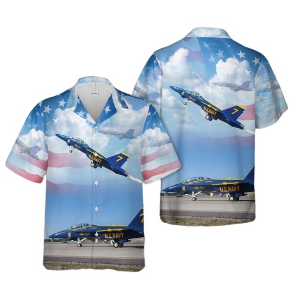 US Navy Blue Angels #7 F-A-18C Cheap Hawaiian Shirt US Navy Blue Angels #7 F-A-18C Cheap Hawaiian Shirt
