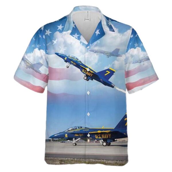 US Navy Blue Angels #7 F-A-18C Cheap Hawaiian Shirt US Navy Blue Angels #7 F-A-18C Cheap Hawaiian Shirt