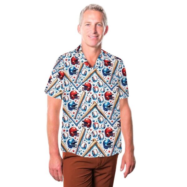 Baseball 4th Of July Button Up Hawaiian Shirt