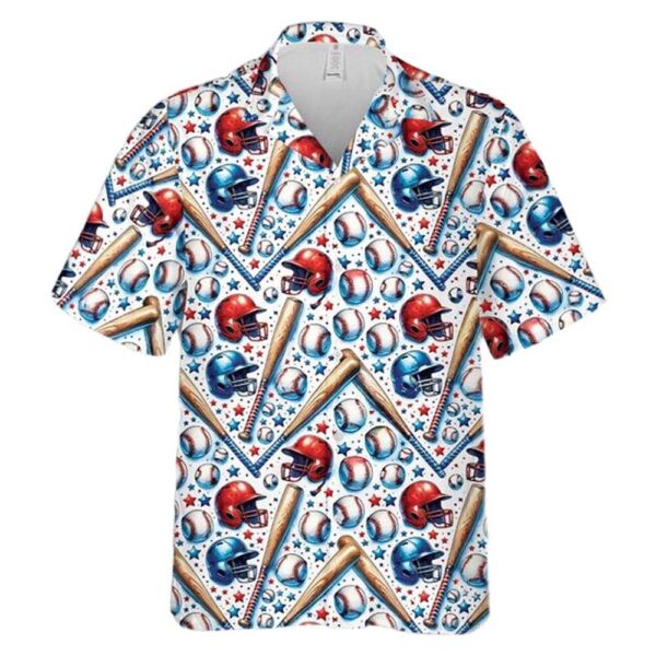 Baseball 4th Of July Button Up Hawaiian Shirt
