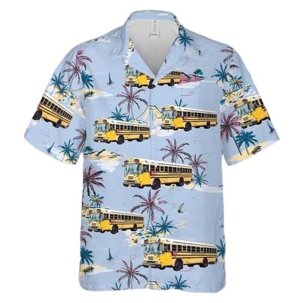 Blue Bird Type D transit-style school bus Button Up Hawaiian Shirt