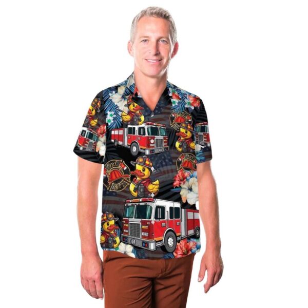 Fire Trucks Firefighter Ducks 4th Of July Hawaiian Shirt Cheap Fire Trucks Firefighter Ducks 4th Of July Hawaiian Shirt Cheap