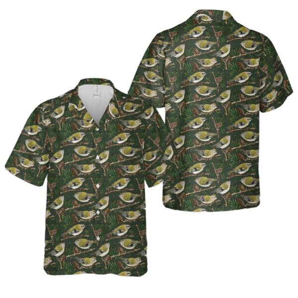 Goldcrest Bird Button Up Hawaiian Shirt Goldcrest Bird Button Up Hawaiian Shirt