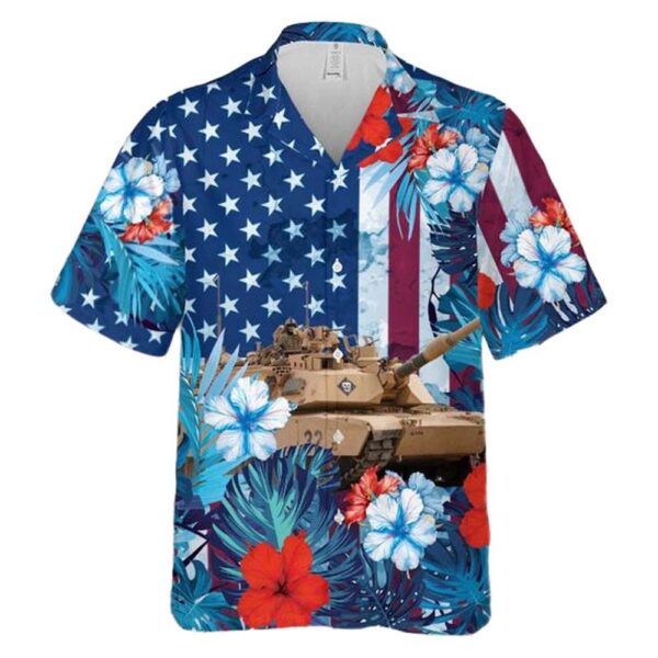 US Army M1 Abrams Tank 4th Of July Button Up Hawaiian Shirt