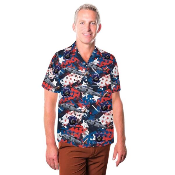 US Navy HSM-72 Helicopter Maritime Strike Squadron Seven-Two MH-60R Seahawk 4th Of July Button Up Hawaiian Shirt