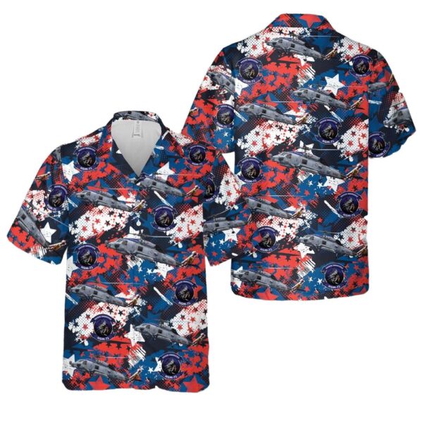 US Navy HSM-72 Helicopter Maritime Strike Squadron Seven-Two MH-60R Seahawk 4th Of July Button Up Hawaiian Shirt