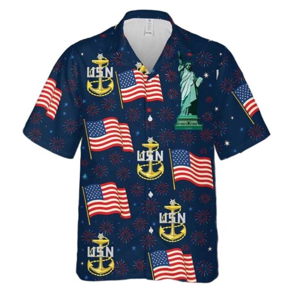 US Navy Senior Chief Petty Officer (SCPO) 4th Of July Cheap Hawaiian Shirt