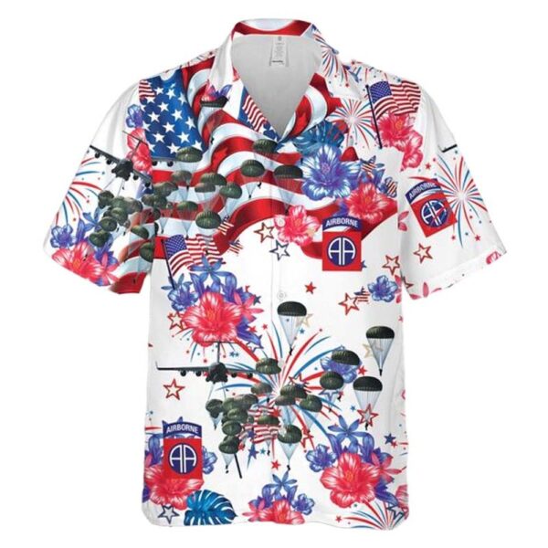 US Army 82nd Airborne Paratrooper 4th Of July Hawaiian Shirt Outfit US Army 82nd Airborne Paratrooper 4th Of July Hawaiian Shirt Outfit