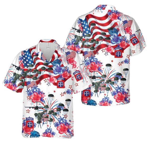US Army 82nd Airborne Paratrooper 4th Of July Hawaiian Shirt Outfit US Army 82nd Airborne Paratrooper 4th Of July Hawaiian Shirt Outfit