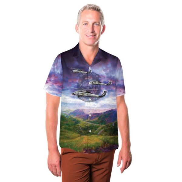 US Navy Helicopter Maritime Strike Squadron Seven One (HSM-71) MH-60R “Seahawk“ Button Up Hawaiian Shirt