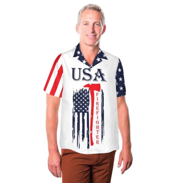 USA Firefighter 4th of July Independence Day Patriotic Hawaiian Shirt For Men And Women USA Firefighter 4th of July Independence Day Patriotic Hawaiian Shirt For Men And Women
