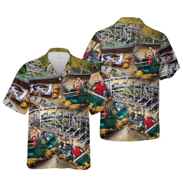 Flying Turns (Knoebels) Button Up Hawaiian Shirt V2