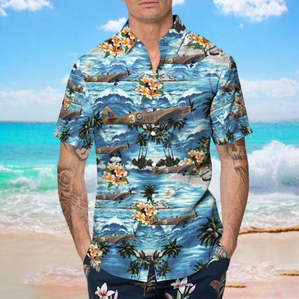 Supermarine Spitfire LF.9E United Kingdom Battle of Britain Memorial Flight (BBMF) Hawaiian Shirt Supermarine Spitfire LF.9E United Kingdom Battle of Britain Memorial Flight (BBMF) Hawaiian Shirt