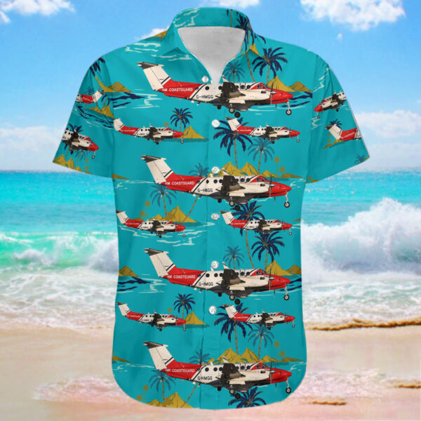 Beechcraft B300 King Air 350 United Kingdom Coast Guard Hawaiian Shirt Beechcraft B300 King Air 350 United Kingdom Coast Guard Hawaiian Shirt