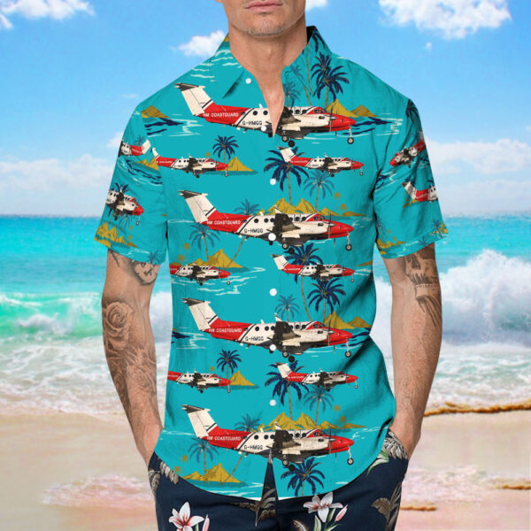 Beechcraft B300 King Air 350 United Kingdom Coast Guard Hawaiian Shirt Beechcraft B300 King Air 350 United Kingdom Coast Guard Hawaiian Shirt