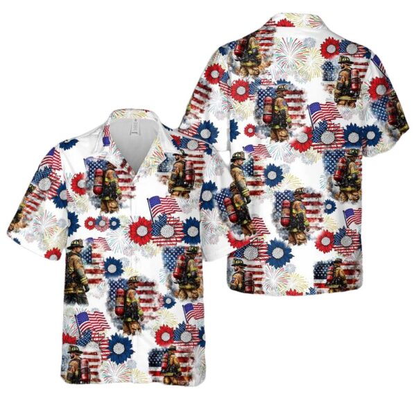 Patriotic USA Fireman Flag 4th Of July Hawaiian Shirt Man Patriotic USA Fireman Flag 4th Of July Hawaiian Shirt Man