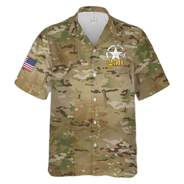 US Army 250th Button Up Hawaiian Shirt US Army 250th Button Up Hawaiian Shirt