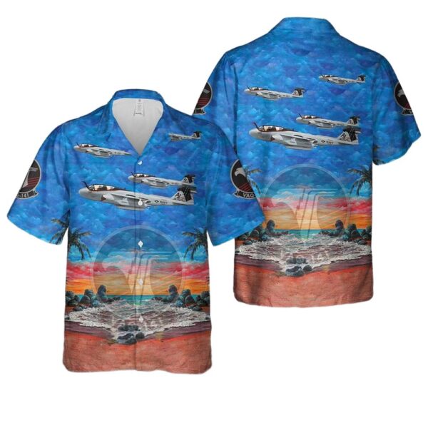 US Navy VAQ-141 Shadowhawks EA-6B Prowler Button Up Hawaiian Shirt US Navy VAQ-141 Shadowhawks EA-6B Prowler Button Up Hawaiian Shirt