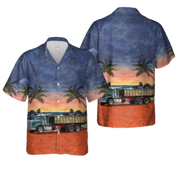 Interstate Waste Services Freightliner FLD Roll-Off Aloha Hawaiian Shirt