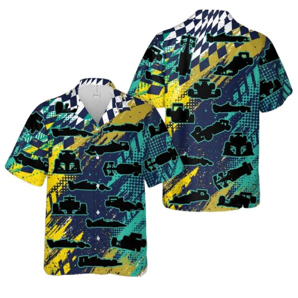 Formula Racing Cars Button Up Hawaiian Shirt Formula Racing Cars Button Up Hawaiian Shirt