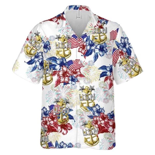 US Navy Master Chief 4th Of July Aloha Hawaiian Shirt