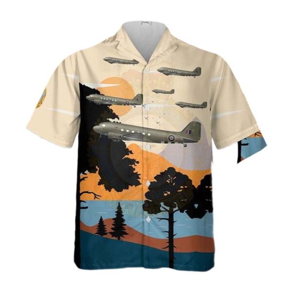 Royal Canadian Air Force Douglas Dakota Mk III KG376 Of 437 Transport Squadron Button Up Hawaiian Shirt Royal Canadian Air Force Douglas Dakota Mk III KG376 Of 437 Transport Squadron Button Up Hawaiian Shirt