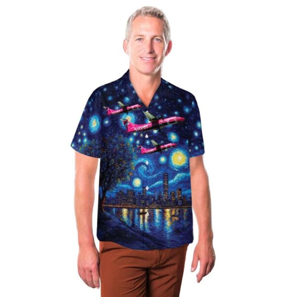 Silver Airways ATR 42-600 Hawaiian Shirt Man Silver Airways ATR 42-600 Hawaiian Shirt Man